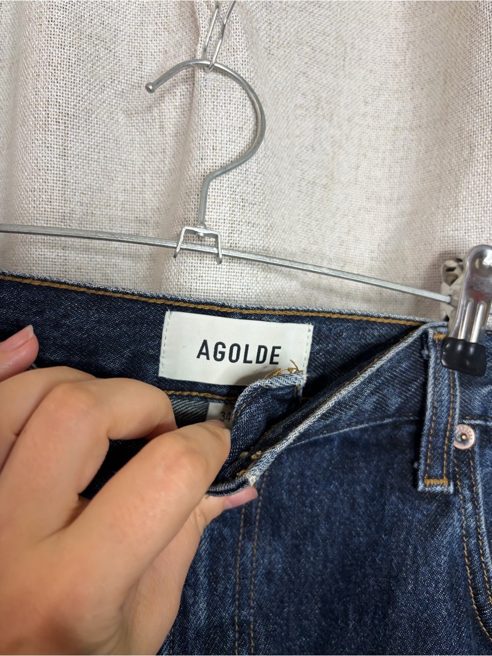 Agolde Wide-Leg Dark Blue Denim Jeans - Picture 7 of 10